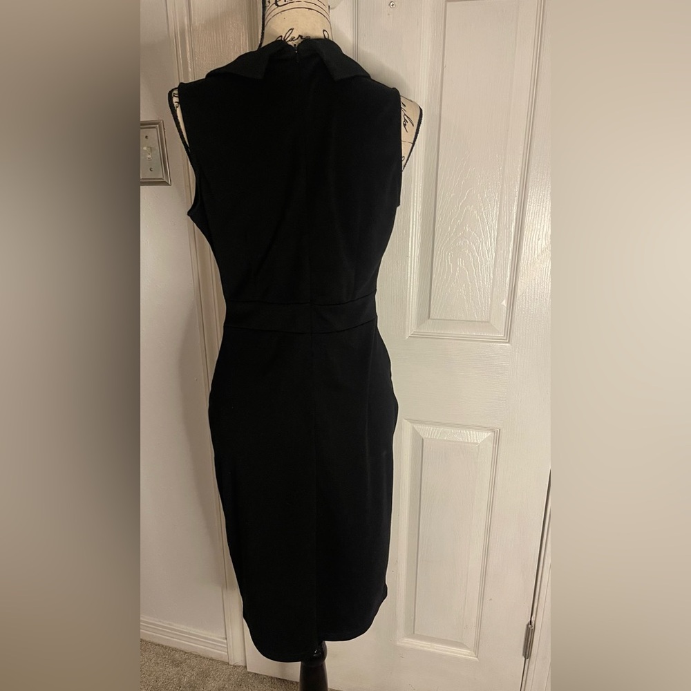 Elegant Black Sleeveless Dress with silver waist buckle size XL - Picture 4 of 14